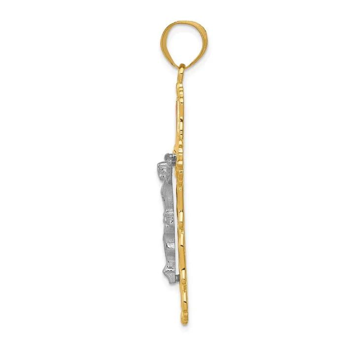 Goldia Necklaces 14k TriColor Gold Diamondcut Crucifix Pendant