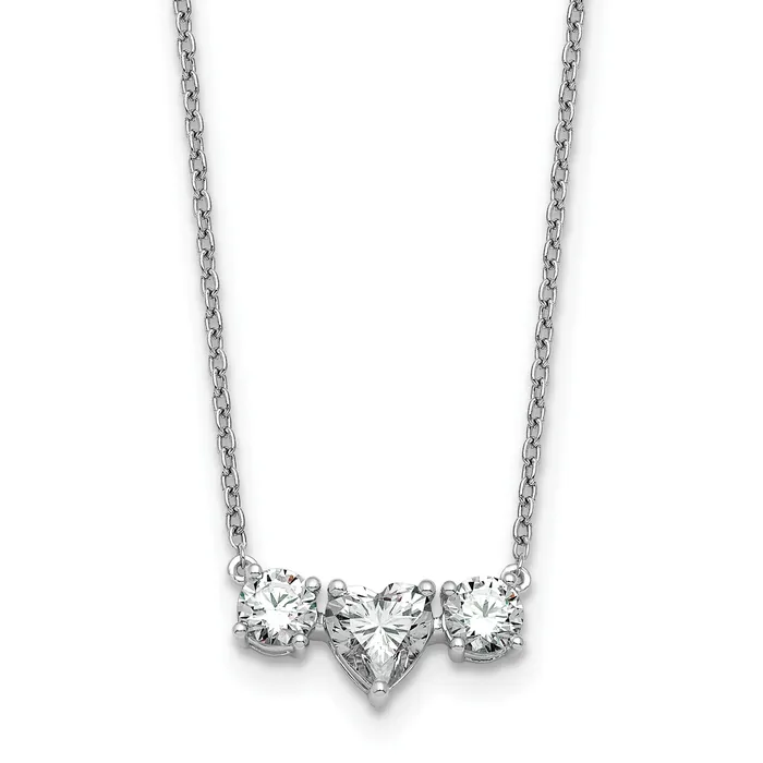 Goldia Necklaces 14k White Gold 1 38 Ct Lab Grown Diamond VSSI G 16 inch Three Stone Heart Center Necklace