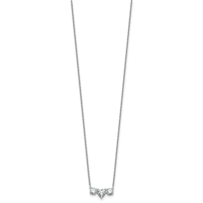 Goldia Necklaces 14k White Gold 1 38 Ct Lab Grown Diamond VSSI G 16 inch Three Stone Heart Center Necklace