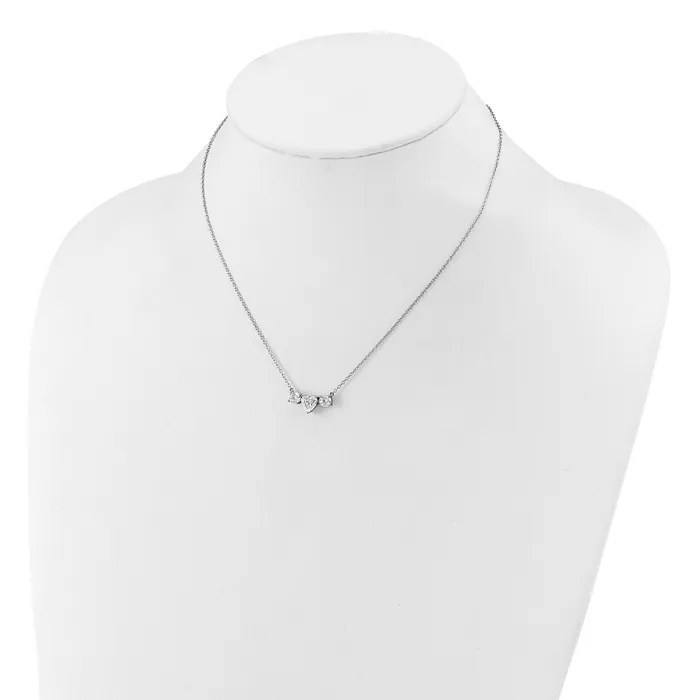 Goldia Necklaces 14k White Gold 1 38 Ct Lab Grown Diamond VSSI G 16 inch Three Stone Heart Center Necklace