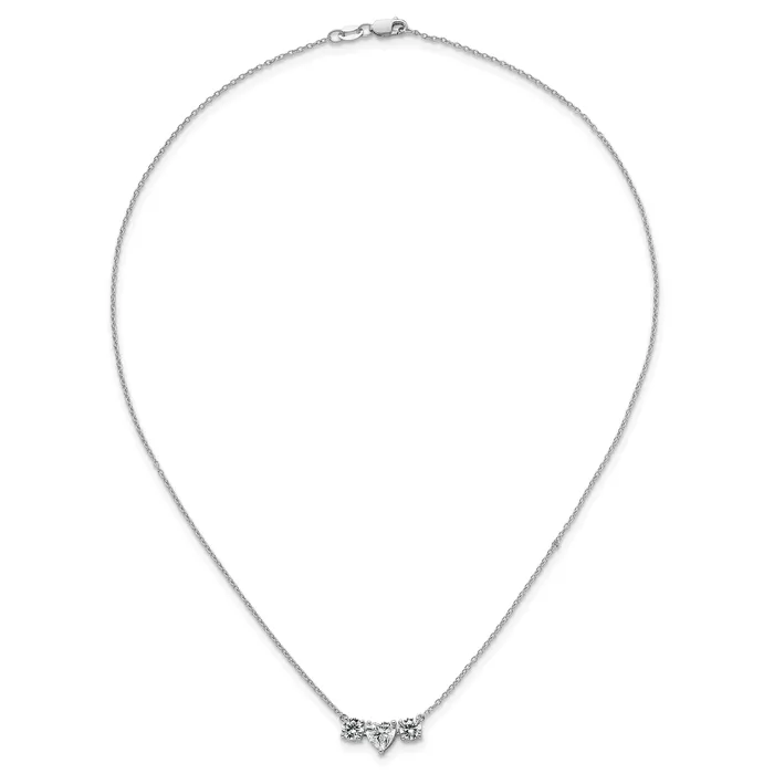 Goldia Necklaces 14k White Gold 1 38 Ct Lab Grown Diamond VSSI G 16 inch Three Stone Heart Center Necklace