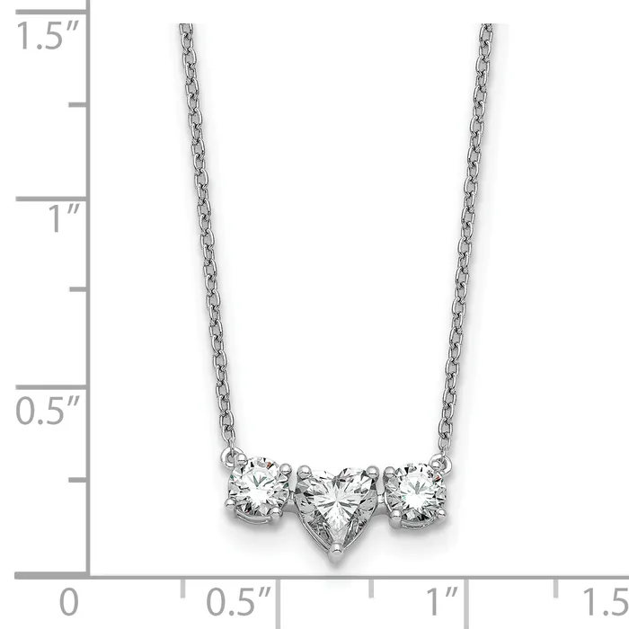 Goldia Necklaces 14k White Gold 1 38 Ct Lab Grown Diamond VSSI G 16 inch Three Stone Heart Center Necklace