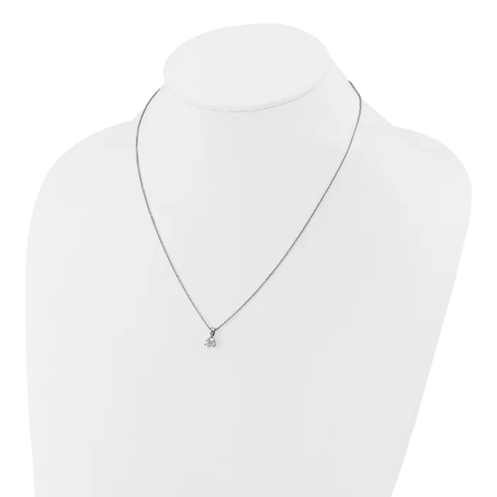 Goldia Necklaces 14k White Gold 15 Ct Lab Grown Diamond VSSI G Three Prong 18 inch Solitare Pendant Necklace