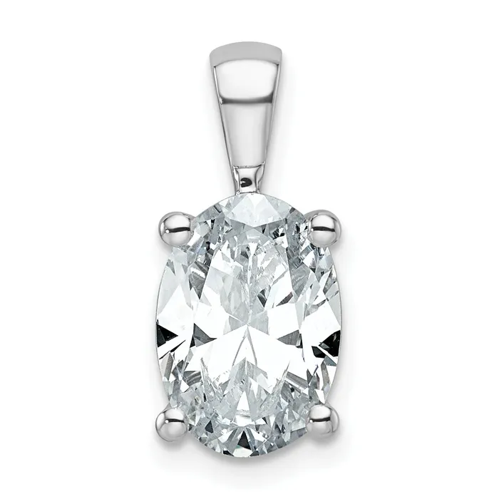 Goldia Necklaces 14k White Gold 3 Ct Lab Grown Diamond VSSI G Oval Four Prong Pendant Goldia Necklaces 14k White Gold 3 Ct Lab Grown Diamond VSSI G Oval Four Prong Pendant