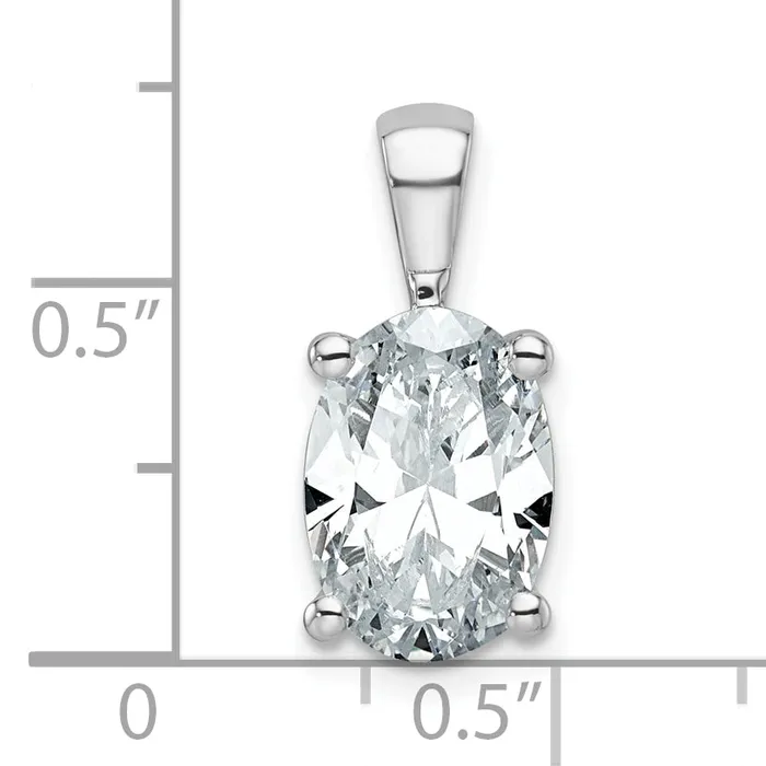 Goldia Necklaces 14k White Gold 3 Ct Lab Grown Diamond VSSI G Oval Four Prong Pendant