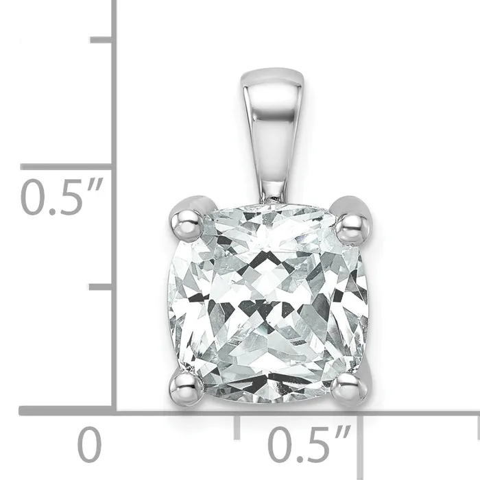 Goldia Necklaces 14k White Gold 5 Ct Certified Lab Grown Diamond VSSI G Cushion Four Prong Pendant