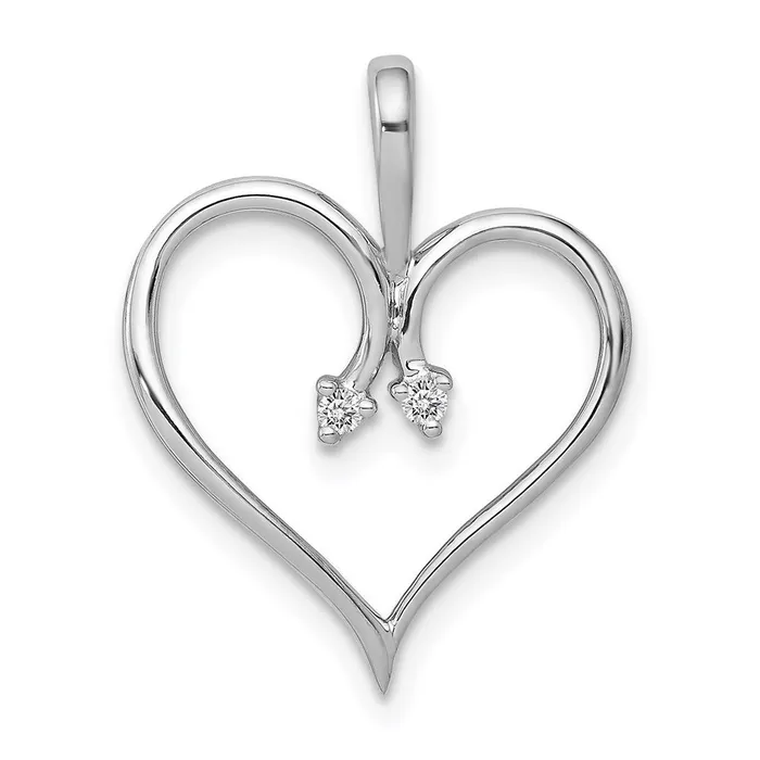 Goldia Necklaces 14k White Gold AA 02ct Real Diamond Heart Pendant