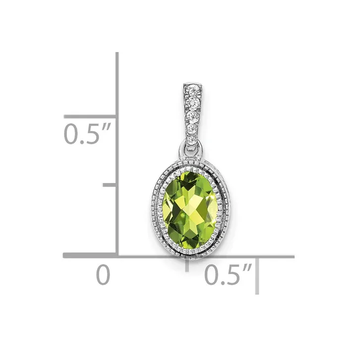 Goldia Necklaces 14k White Gold Oval Peridot and Real Diamond Pendant