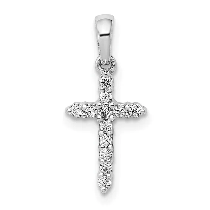 Goldia Necklaces 14k White Gold Polished Real Diamond Cross Pendant