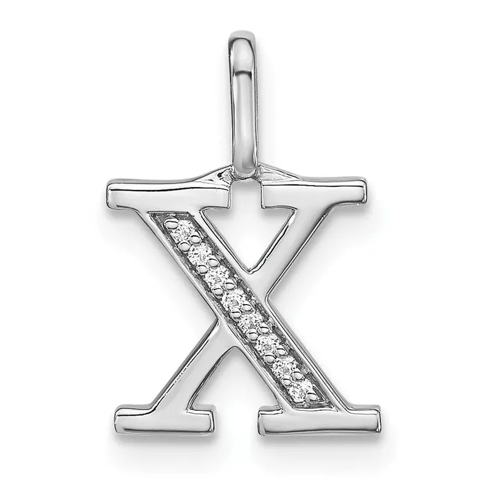 Goldia Necklaces 14K White Gold Real Diamond Lower Case Letter X Initial Pendant