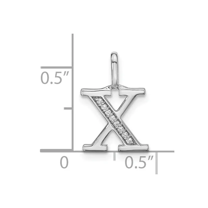 Goldia Necklaces 14K White Gold Real Diamond Lower Case Letter X Initial Pendant
