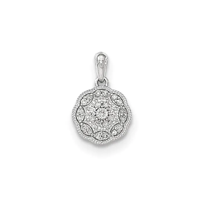 Goldia Necklaces 14k White Gold Real Diamond Round Pendant