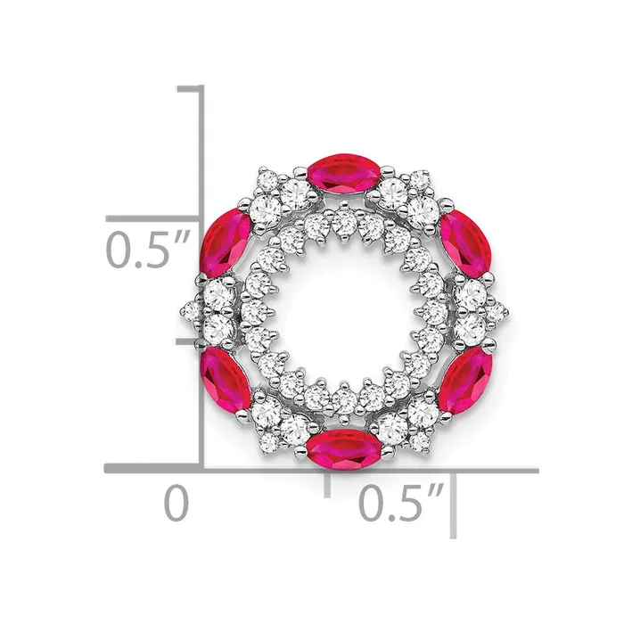 Goldia Necklaces 14k White Gold Ruby and Real Diamond Circle Chain Slide