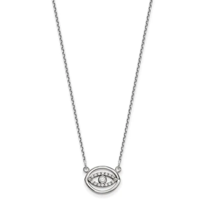 Goldia Necklaces 14k White Gold Small Necklace Real Diamond Gold Halo Evil Eye