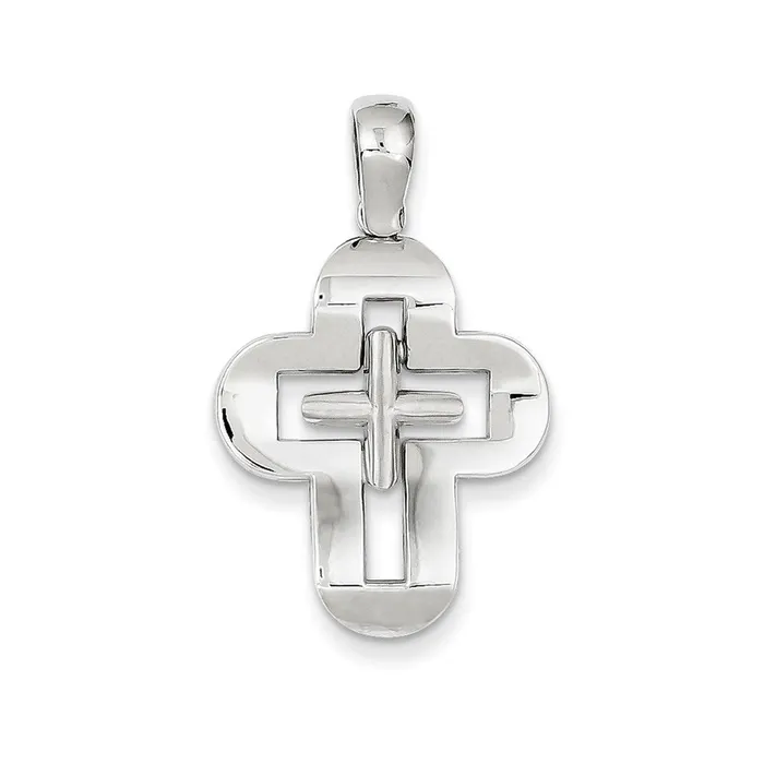 Goldia Necklaces 14k White Gold Solid Cross Pendant