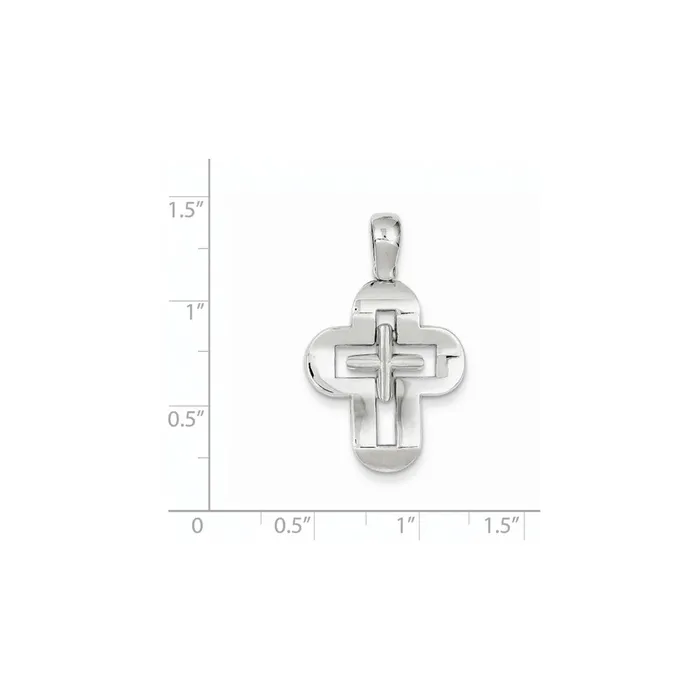 Goldia Necklaces 14k White Gold Solid Cross Pendant