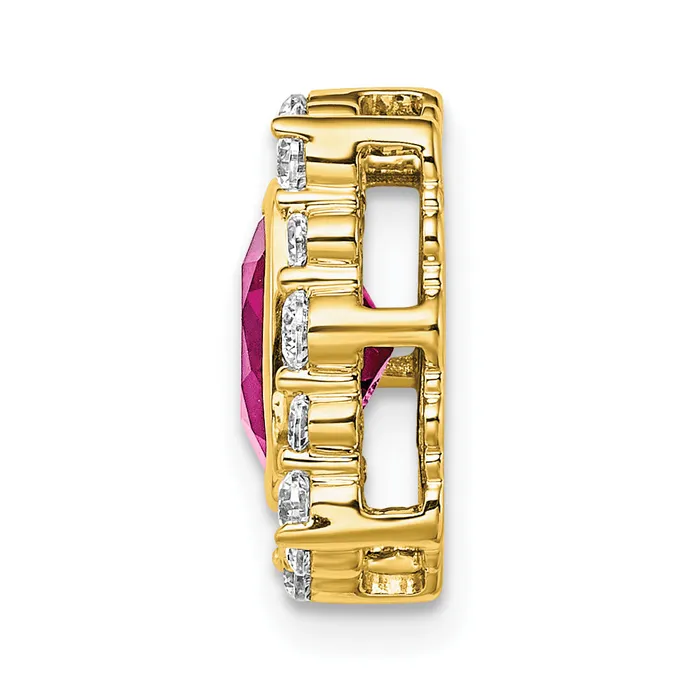 Goldia Necklaces 14k Yellow Gold 12 Ct Lab Grown Diamond VSSI G and Lab Created Pink Sapphire Square Chain Slide Pendant