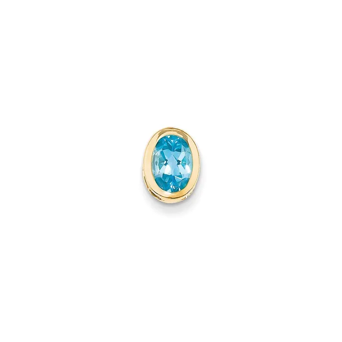 Goldia Necklaces 14K Yellow Gold 8x6mm Oval Blue Topaz bezel pendant