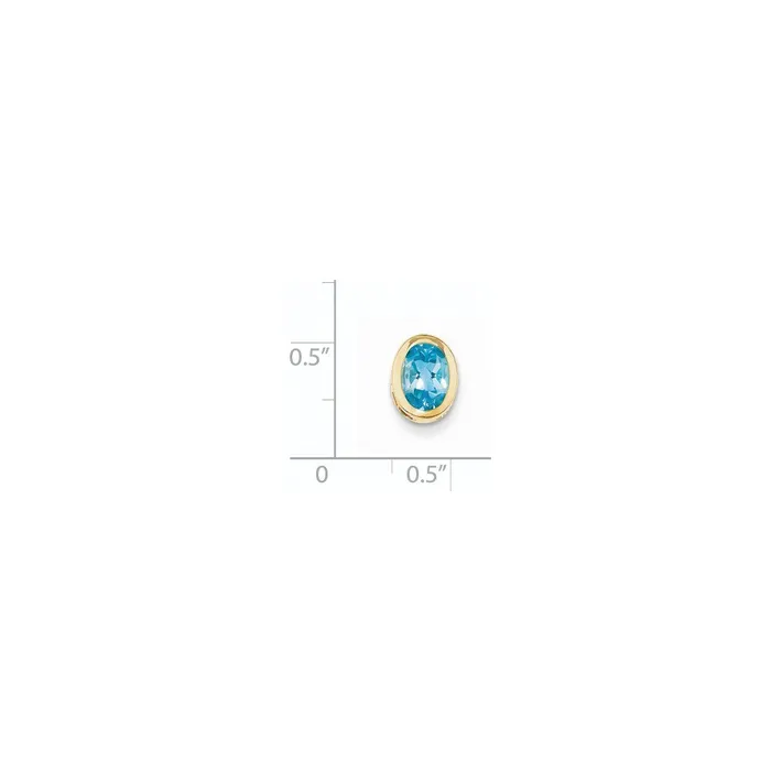 Goldia Necklaces 14K Yellow Gold 8x6mm Oval Blue Topaz bezel pendant