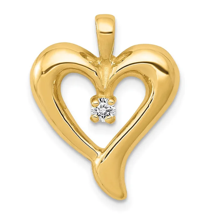 Goldia Necklaces 14K Yellow Gold AA Real Diamond Heart Pendant