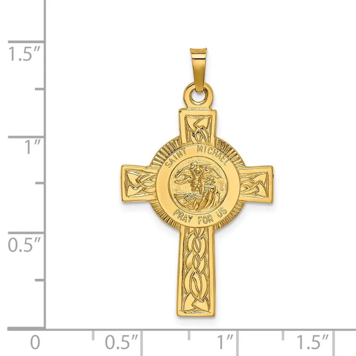 Goldia Necklaces 14k Yellow Gold Cross wSt Michael Medal Pendant