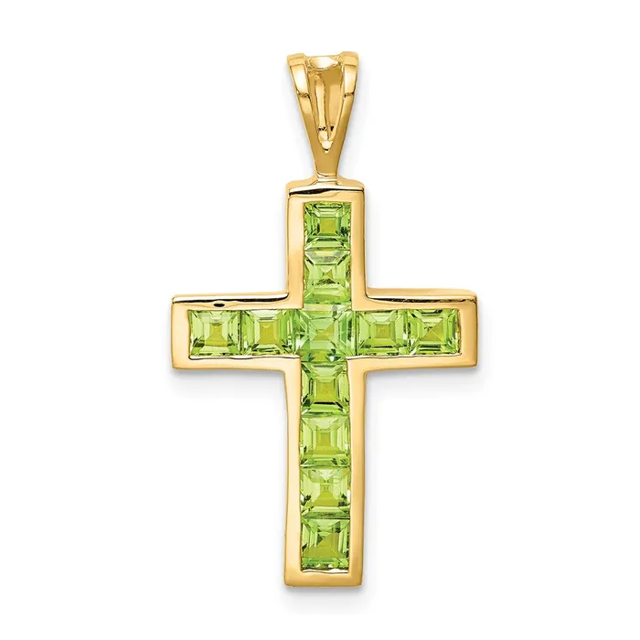 Goldia Necklaces 14k Yellow Gold Peridot Cross Pendant