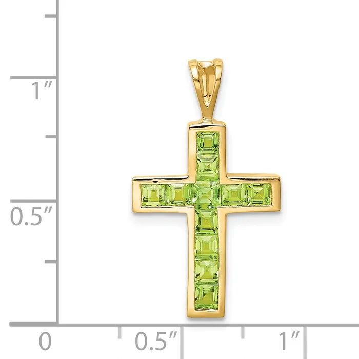 Goldia Necklaces 14k Yellow Gold Peridot Cross Pendant