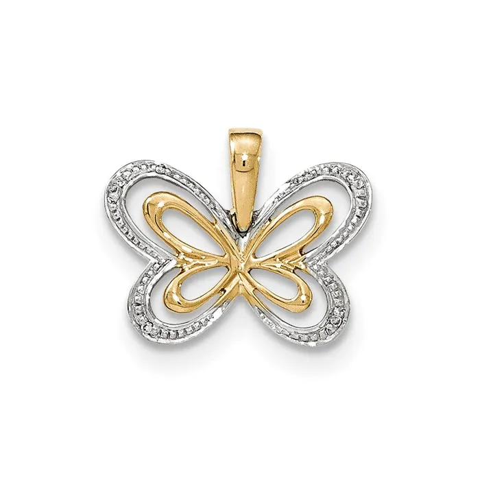Goldia Necklaces 14k Yellow Gold Real Diamond wRhodium Accent Butterfly Pendant Goldia Necklaces 14k Yellow Gold Real Diamond wRhodium Accent Butterfly Pendant