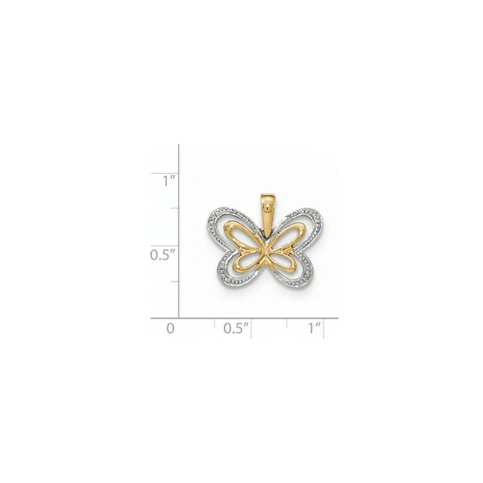 Goldia Necklaces 14k Yellow Gold Real Diamond wRhodium Accent Butterfly Pendant