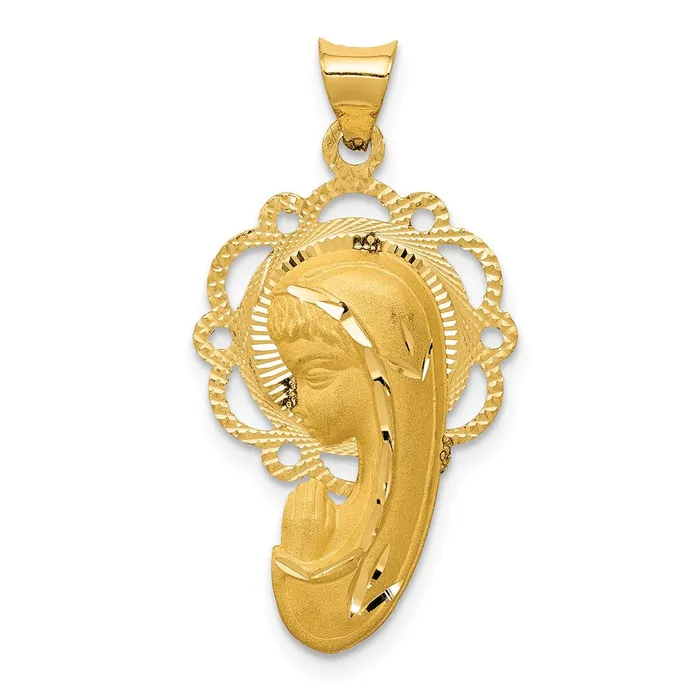 Goldia Necklaces 14k Yellow Gold Satin and Polished Mary Pendant