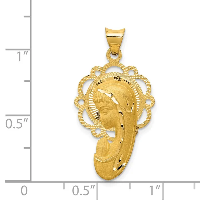 Goldia Necklaces 14k Yellow Gold Satin and Polished Mary Pendant
