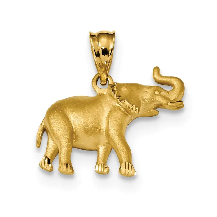 Goldia Necklaces 14k Yellow Gold Satin Diamondcut Elephant Pendant