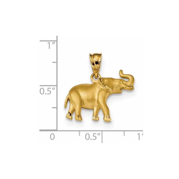 Goldia Necklaces 14k Yellow Gold Satin Diamondcut Elephant Pendant