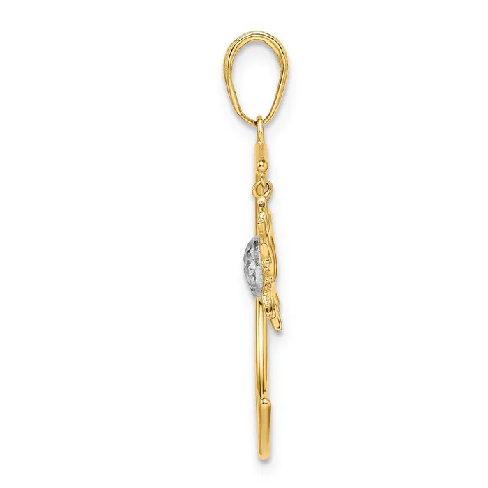 Goldia Necklaces 14k Yellow Rhodium Gold and White Rhodium Diamondcut Moon and Dangle Sun Pendant
