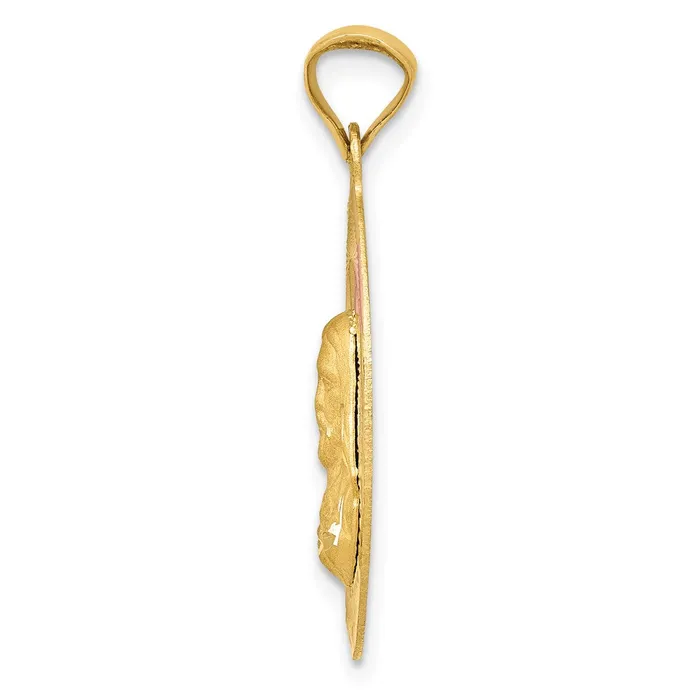 Goldia Necklaces 14k Yellow Rhodium Gold wRose and White Rhodium DC Sagrado Corazon Oval Pendant