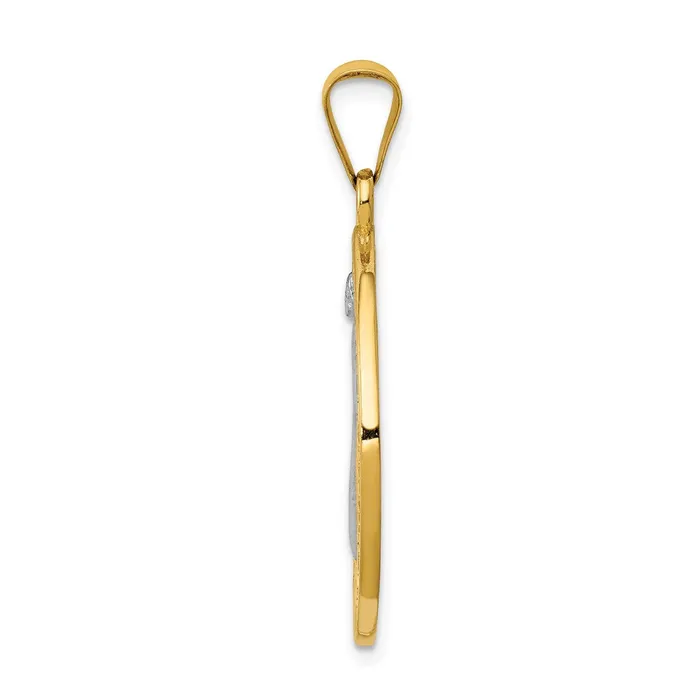 Goldia Necklaces 14k Yellow Rhodium Gold With Rhodium Circle St Benedict Medal Pendant