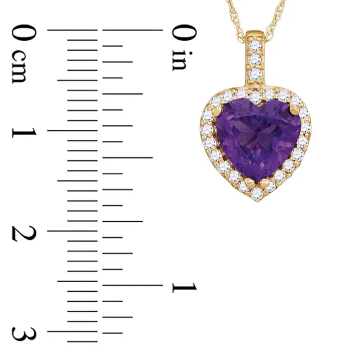 Goldia Necklaces 80mm HeartShaped Amethyst and 02 CT TW Natural Diamond Frame Pendant in 10K Yellow Gold Goldia Necklaces 80mm HeartShaped Amethyst and 02 CT TW Natural Diamond Frame Pendant in 10K Yellow Gold