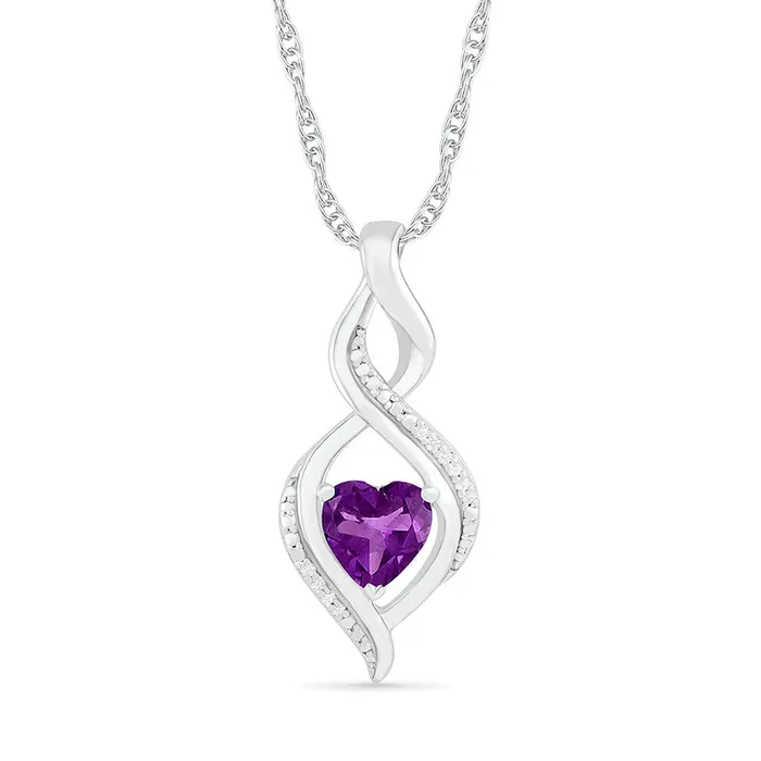 Goldia Necklaces HeartShaped Amethyst and Natural Diamond Accent Infinity Flame Pendant in Sterling Silver Goldia Necklaces HeartShaped Amethyst and Natural Diamond Accent Infinity Flame Pendant in Sterling Silver