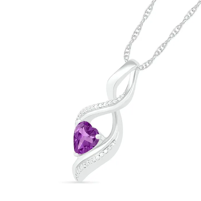 Goldia Necklaces HeartShaped Amethyst and Natural Diamond Accent Infinity Flame Pendant in Sterling Silver Goldia Necklaces HeartShaped Amethyst and Natural Diamond Accent Infinity Flame Pendant in Sterling Silver