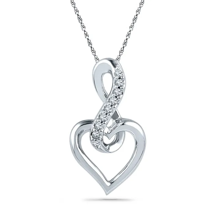 Goldia Necklaces Natural Diamond Accent Infinity with Heart Pendant in 10K White Gold Goldia Necklaces Natural Diamond Accent Infinity with Heart Pendant in 10K White Gold