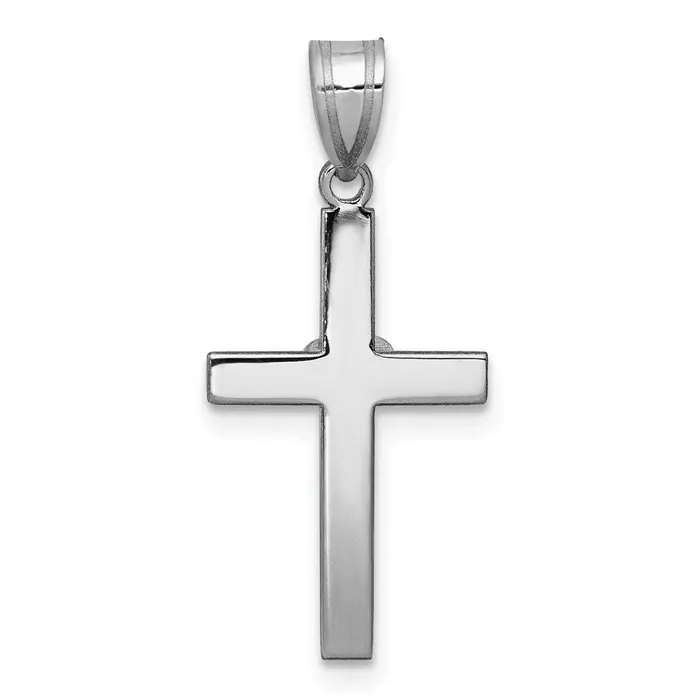 Goldia Necklaces Solid 14k White Gold 01ct Simulated CZ Heart Cross Pendant