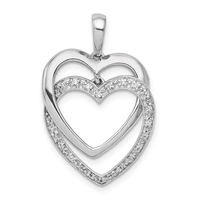 Goldia Necklaces Solid 14k White Gold 110ct Simulated CZ Double Heart Pendant