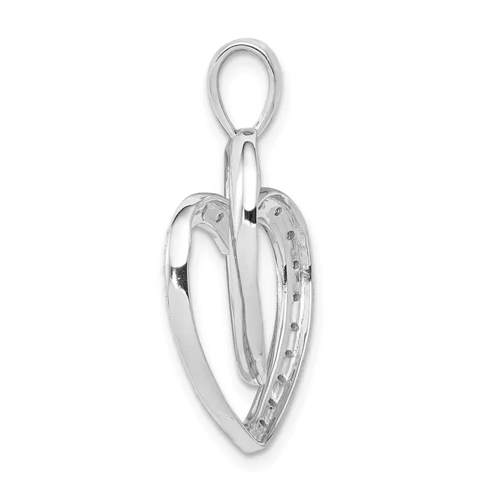 Goldia Necklaces Solid 14k White Gold 110ct Simulated CZ Double Heart Pendant