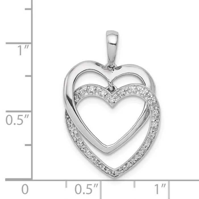 Goldia Necklaces Solid 14k White Gold 110ct Simulated CZ Double Heart Pendant