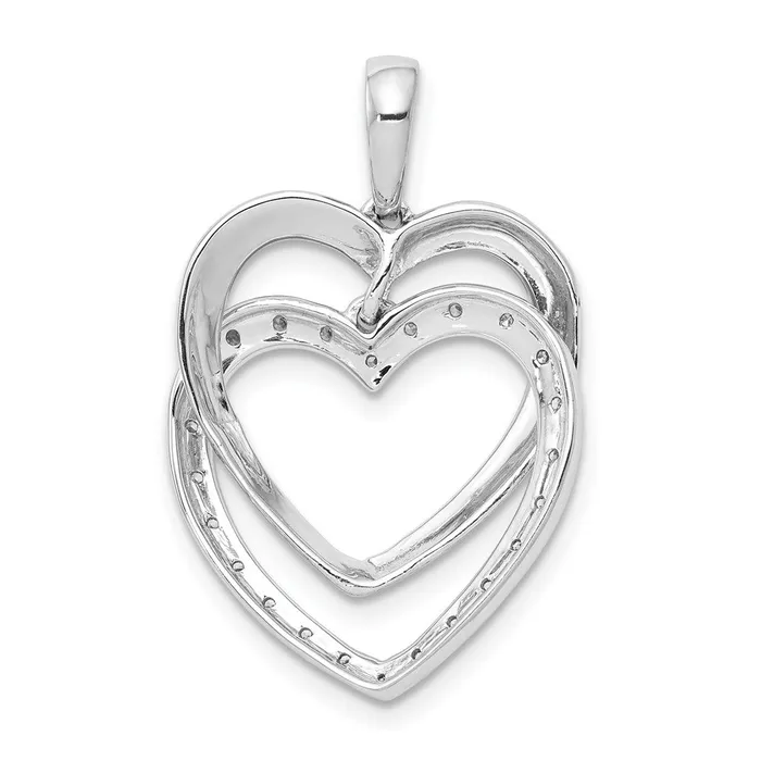Goldia Necklaces Solid 14k White Gold 110ct Simulated CZ Double Heart Pendant