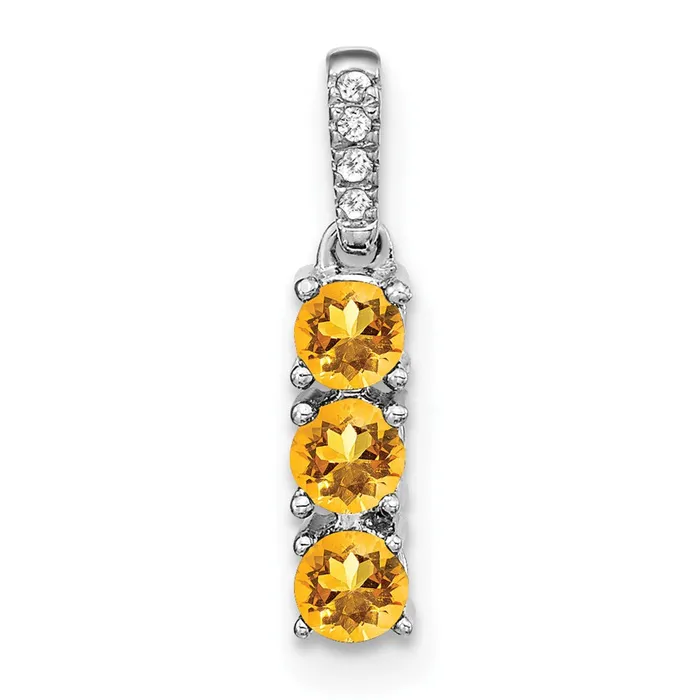 Goldia Necklaces Solid 14k White Gold 3stone Simulated Citrine and CZ Pendant Goldia Necklaces Solid 14k White Gold 3stone Simulated Citrine and CZ Pendant