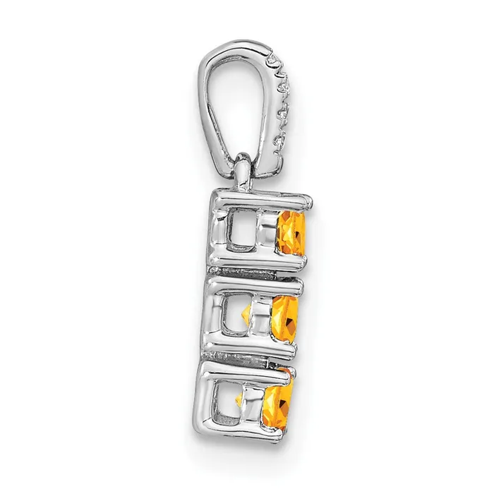 Goldia Necklaces Solid 14k White Gold 3stone Simulated Citrine and CZ Pendant