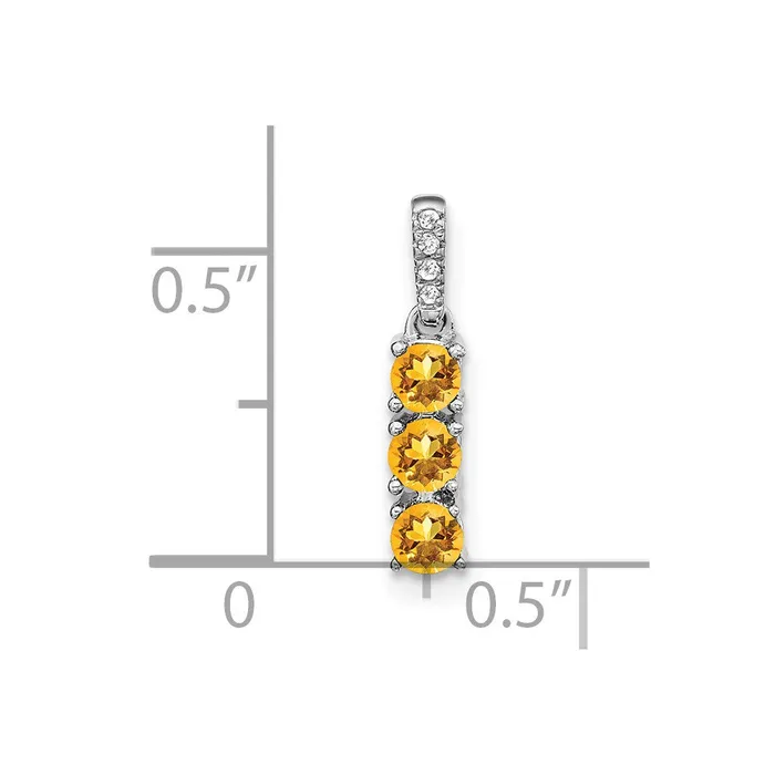 Goldia Necklaces Solid 14k White Gold 3stone Simulated Citrine and CZ Pendant