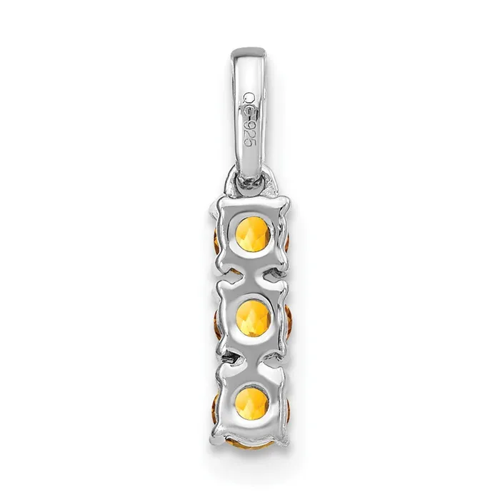 Goldia Necklaces Solid 14k White Gold 3stone Simulated Citrine and CZ Pendant