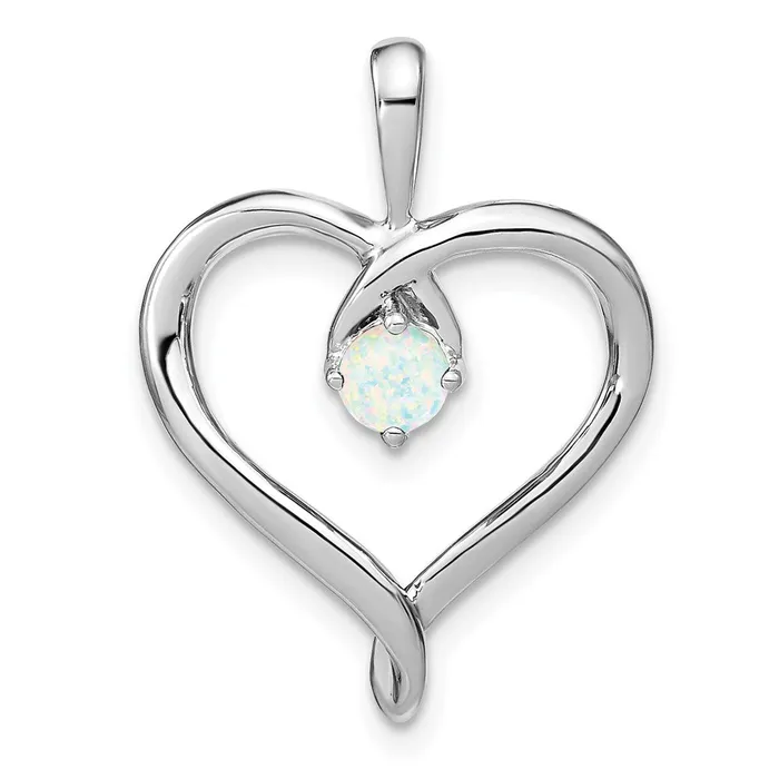 Goldia Necklaces Solid 14k White Gold Created Simulated Opal Heart Pendant
